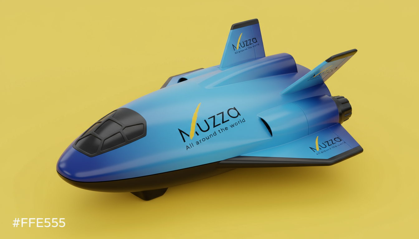 Firefly_Gemini Flash_חללית בצבע אחיד לידים ממותג מוזה עם הלוגו המצורף תכלת כחול ושחור על רקע צהוב- #FFE5 734253 Firefly_Gemini Flash_חללית בצבע אחיד לידים ממותג מוזה עם הלוגו המצורף תכלת כחול ושחור על רקע צהוב- #FFE5 734253